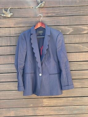 J. Crew Scalloped-Edge Navy Blazer